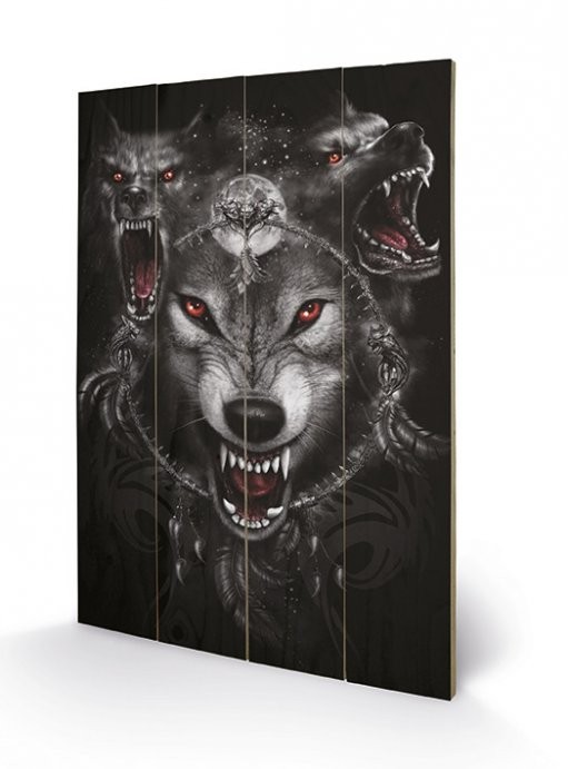 Bild auf Holz SPIRAL - wolf triad