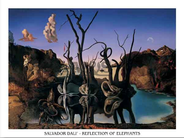 Kunstdruk Reflection Of Elephants