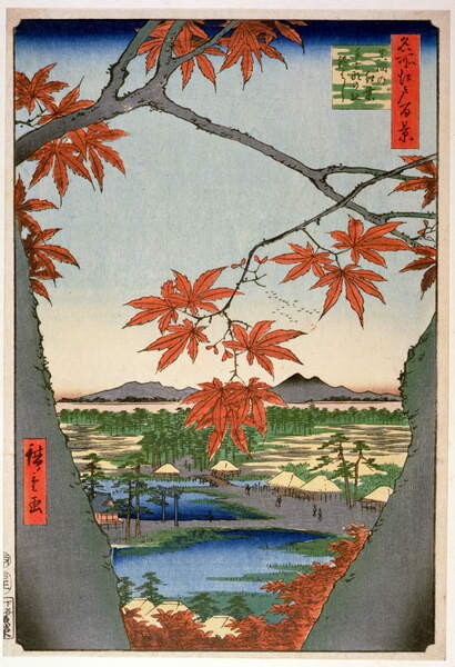 Obrazová reprodukce Maples leaves at Mama, Hiroshige, Ando or Utagawa, 26.7x40 cm