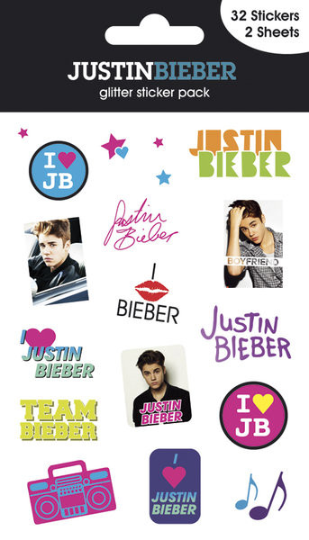 Samolepky JUSTIN BIEBER - i love with glitter