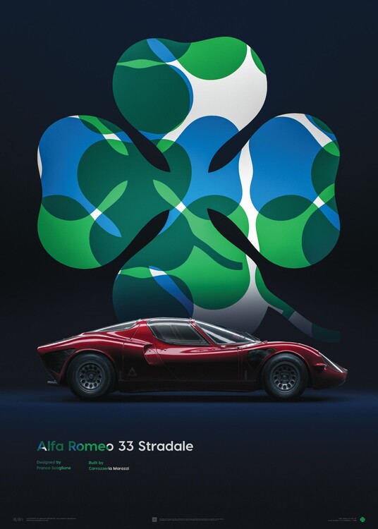Umělecký tisk Alfa Romeo 33 Stradale - Red - 1967