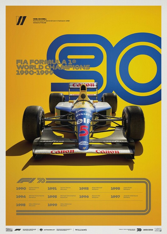Kunstdruk Formula 1 Decades - 90's Williams