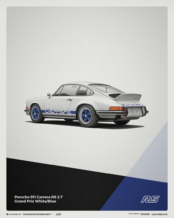 Stampa d'arte Porsche 911 RS - 1973 - White