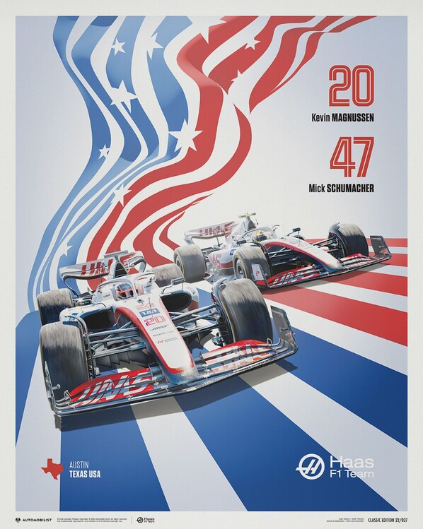 Levně Umělecký tisk HAAS F1 Team - United States Grand Prix - 2022, Automobilist, 40 × 50 cm