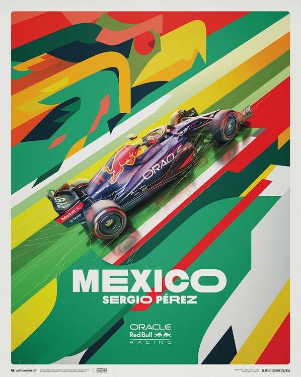 Levně Umělecký tisk Oracle Red Bull Racing - Sergio Perez - Mexican GP, Automobilist, 40 × 50 cm