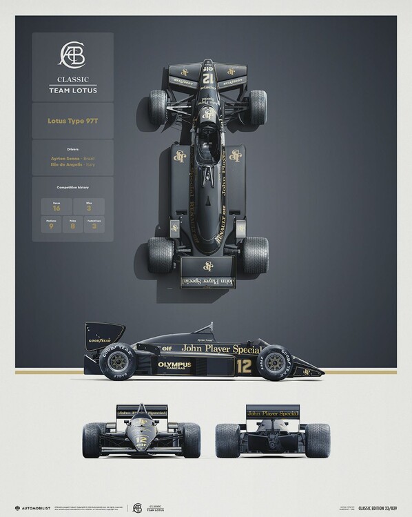 Stampa d'arte Team Lotus - Type 97T - Blueprint - 1985