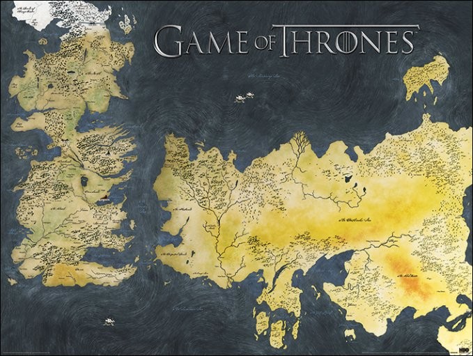 Game of Thrones - Karte von Westeros  (metallic) Metallposter