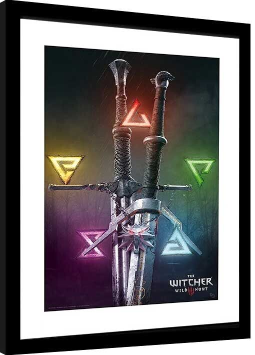Poster înrămat The Witcher - Signs & Swords