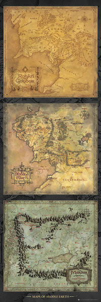 IL SIGNORE DEGLI Anelli mappa della Terra di Mezzo immagine tela stampata più dimensioni... EUR