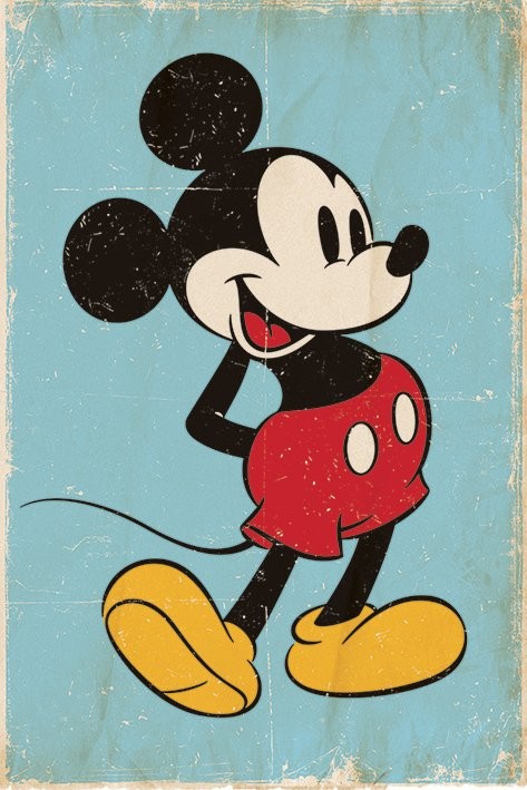 Plakát, Obraz - Myšák Mickey (Mickey Mouse) - Retro, 61x91.5 cm