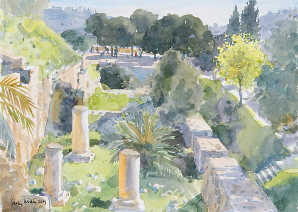 Poster Roman Columns, Old Jerusalem, 2019