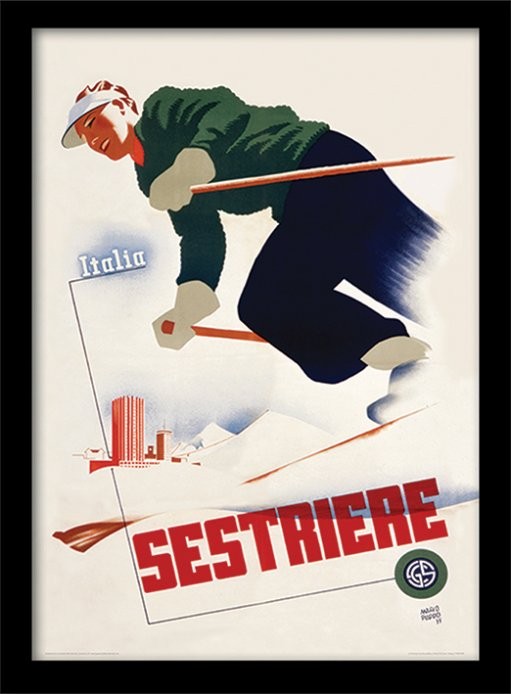 Ingelijste poster Retro - Italia sestriere