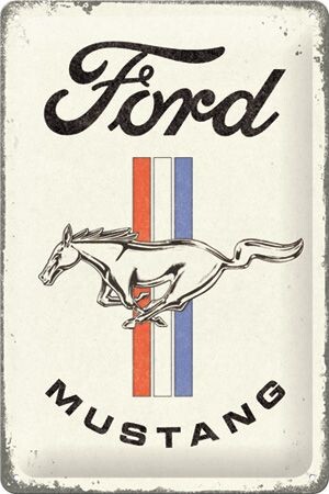 Levně Plechová cedule Ford - Mustang - Horse & Stripes, 20 × 30 cm