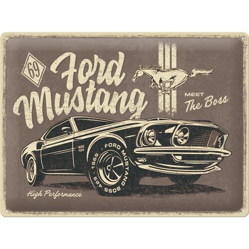 Plechová cedule Ford - Mustang - 1969 - The Boss, ( x cm)