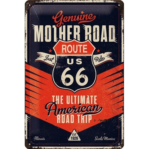 Plechová cedule Route 66 - The Ultimate Road Trip