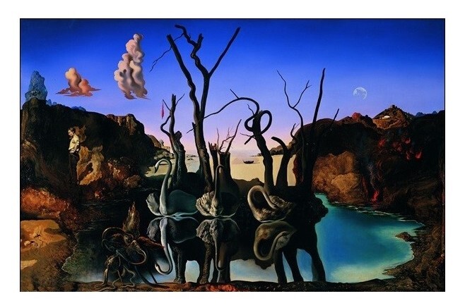 Umělecký tisk Salvador Dali - Reflection Of Elephants, Salvador Dalí, 70 × 50 cm