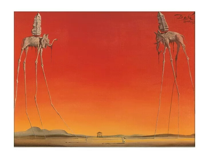 Umělecký tisk Les Elephants, Salvador Dalí, 30x24 cm