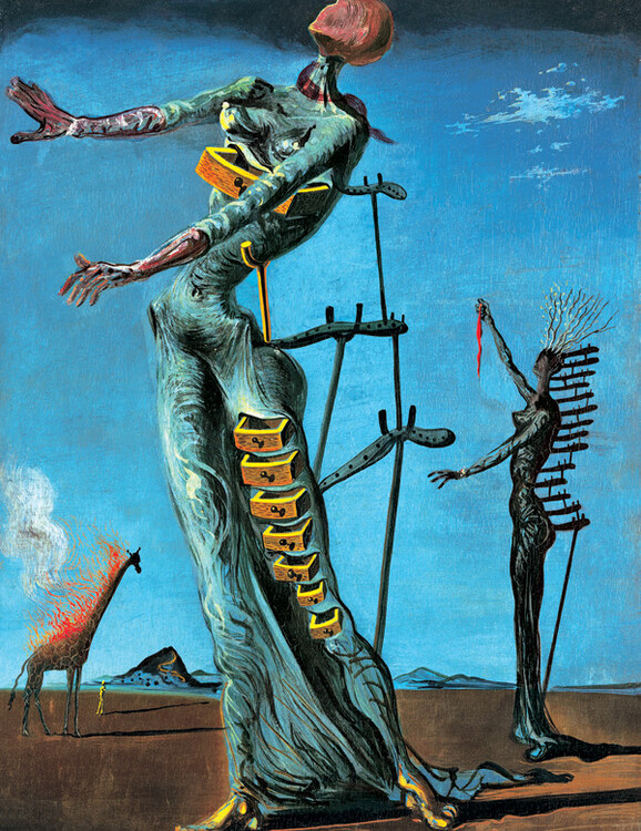 Umělecký tisk Salvador Dali - Girafe En Feu, Salvador Dalí, 24x30 cm