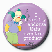 Button THE SIMPSONS - krusty endorse ...