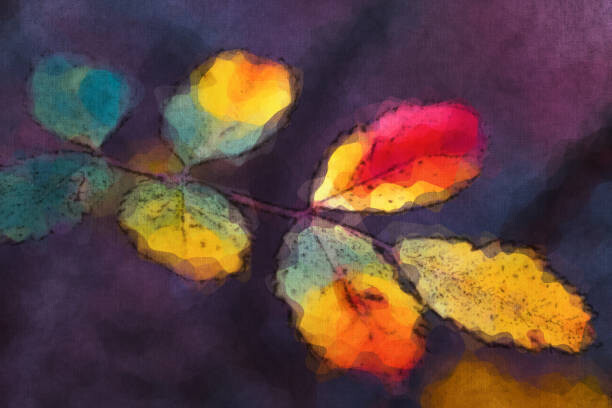 Levně Plakát, Obraz - Abstract Autumn Leaves Watercolor Painting, oxygen, 40 × 26.7 cm
