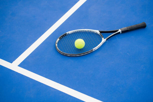 Levně Plakát, Obraz - Tennis Concept on Blue, SeventyFour, 40 × 26.7 cm