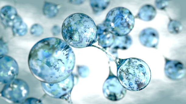 Levně Plakát, Obraz - 3d molecules of water concept background, smirkdingo, 40 × 22.2 cm
