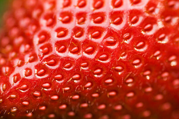 Levně Plakát, Obraz - Close-up of a fresh strawberry surface, digihelion, 40 × 26.7 cm
