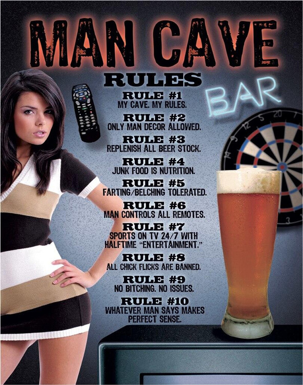Metalskilt MAN CAVE - Rules