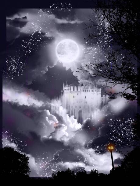 Levně Plakát, Obraz - fantasy background monochrome illustration of an, NORIMA, 30 × 40 cm