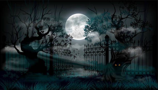 Ilustrace Halloween grave background, Alexey Yaremenko, 40 × 22.2 cm