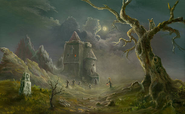 Levně Plakát, Obraz - Spooky church, Pobytov, 40 × 26.7 cm