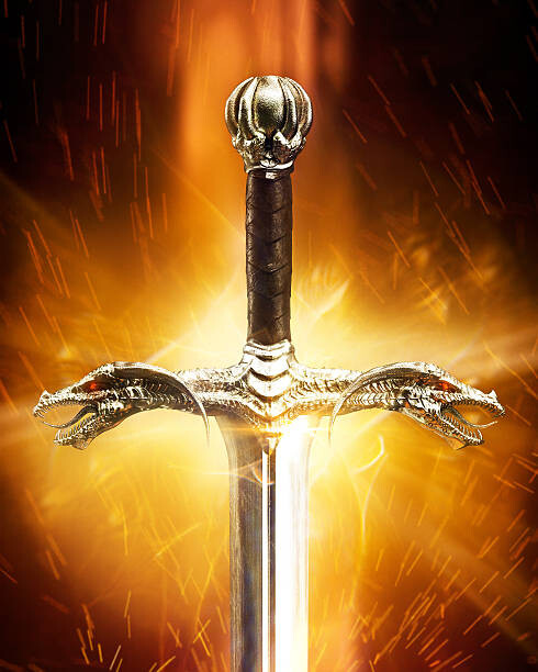 Levně Plakát, Obraz - Long sword with dragon heads on guard, Maciej Frolow, 30 × 40 cm