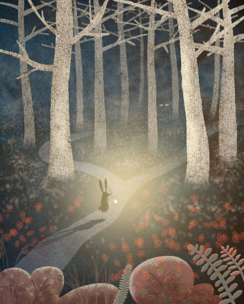 Levně Plakát, Obraz - Rabbit in the dark forest, Boris SV, 30 × 40 cm