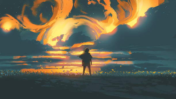 Ilustrace blazing night sky, Grandfailure, 40 × 22.2 cm