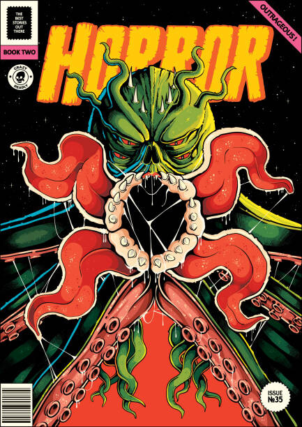 Levně Plakát, Obraz - Cthulhu monster ready to embrace, horror poster, Man_Half-tube, 30 × 40 cm
