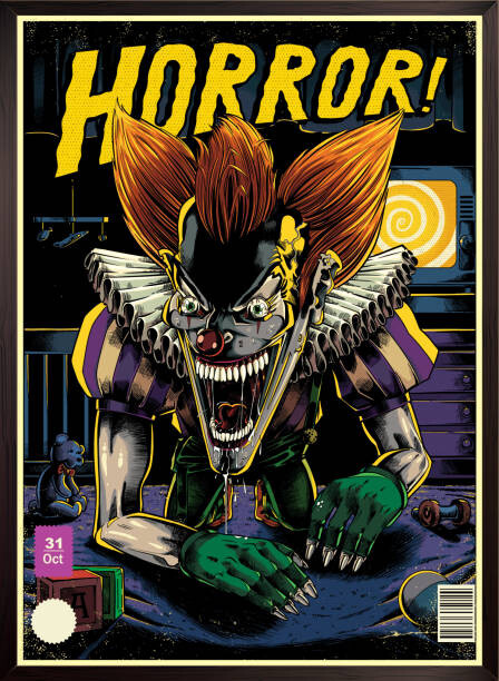 Levně Plakát, Obraz - Evil clown comic book horror poster, Man_Half-tube, 30 × 40 cm