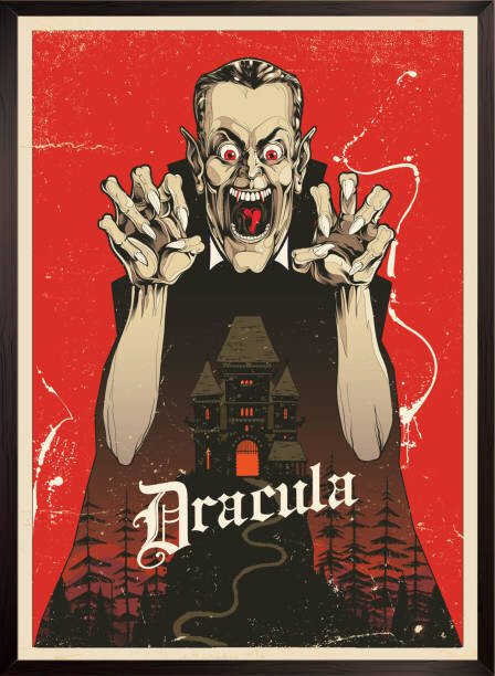 Levně Plakát, Obraz - Vampire Dracula Poster and haunted house, Man_Half-tube, 30 × 40 cm