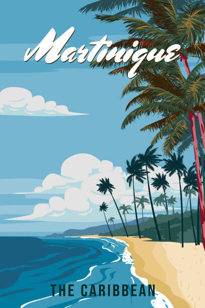 Ilustrace Travel poster Martinique tropical island resort, VectorUp, 26.7 × 40 cm