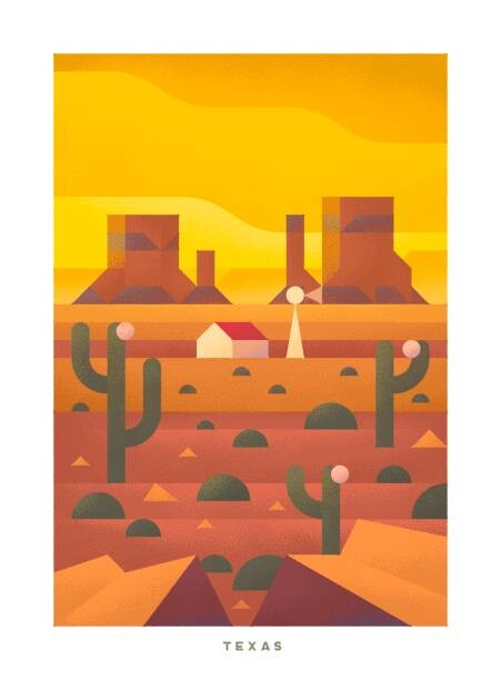 Levně Plakát, Obraz - National parks of the USA and landmarks. Texas., Mikalai Manyshau, 30 × 40 cm