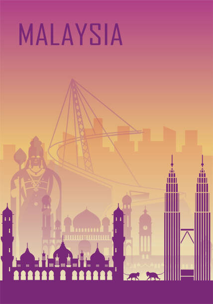 Levně Plakát, Obraz - Travel background with landmarks of Malaysia, Alisovna, 26.7 × 40 cm