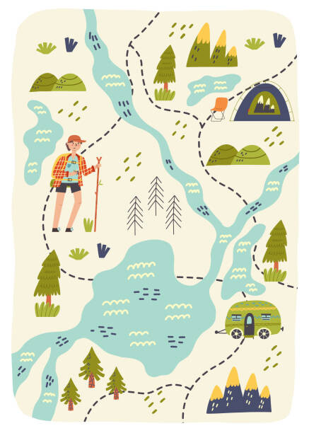 Levně Plakát, Obraz - Map creator forest hiking camping, Anna Drozdova, 30 × 40 cm