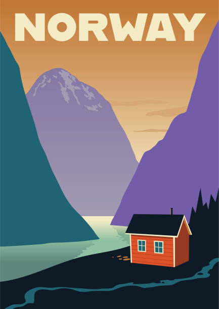 Levně Plakát, Obraz - Norway Travel Poster, Colin Schot Klotzbach, 30 × 40 cm