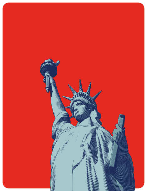 Levně Plakát, Obraz - Retro engraving of lady liberty illustration, Jolygon, 30 × 40 cm