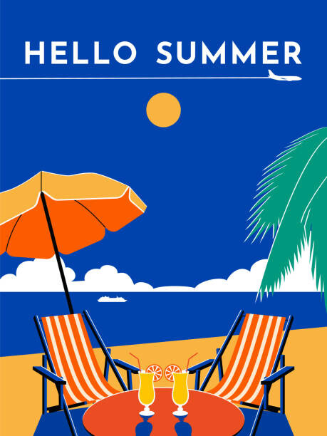 Ilustrace Hello Summer travel poster. Sunny day,, Rinat Khairitdinov, 30 × 40 cm