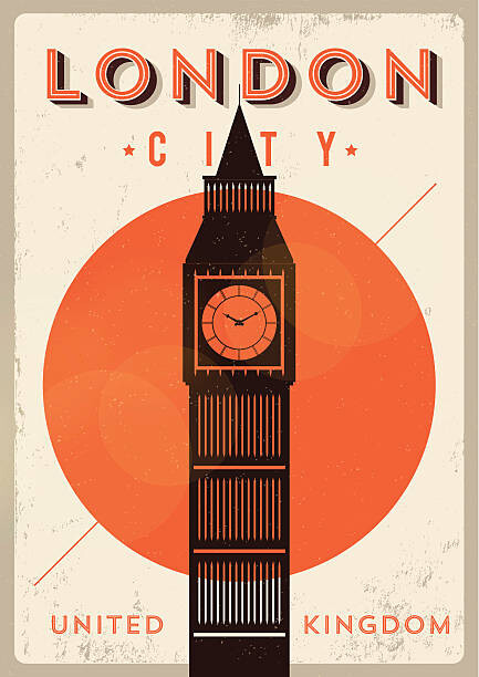 Levně Plakát, Obraz - Vintage Big Ben, London City Poster, kursatunsal, 30 × 40 cm
