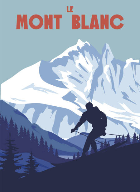 Ilustrace Mont Blanc Ski resort poster, retro, VectorUp, 30 × 40 cm