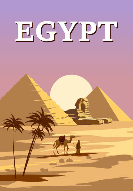 Ilustrace Ancient Sphinx, Egypt Pharaoh Pyramids Vintage, VectorUp, 26.7 × 40 cm
