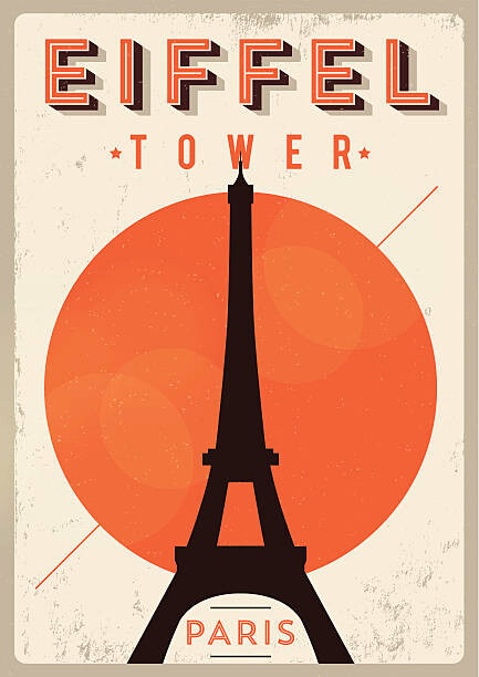Levně Plakát, Obraz - Vintage Eiffel Tower Poster, kursatunsal, 30 × 40 cm