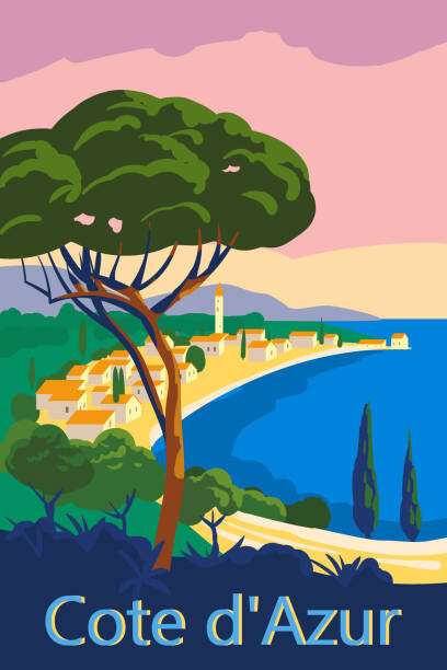 Ilustrace Cote d'Azur of France Travel poster, VectorUp, 26.7 × 40 cm