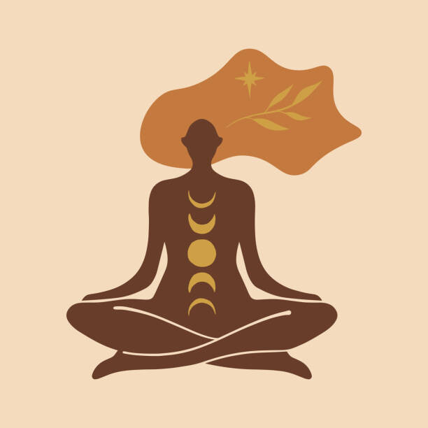 Levně Plakát, Obraz - Yoga girl moonchild vector illustration sacred, Anna Konstantinova, 40 × 40 cm